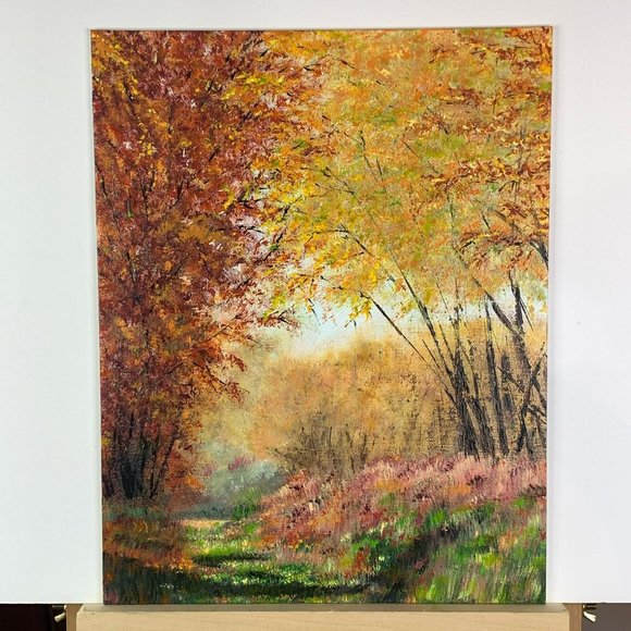 Shades of Autumn, 11 x 14 Acrylic Painting, Fall Theme Landscape Artwork - Picture 6 of 9